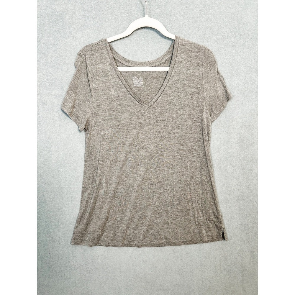 Gilligan & O'Malley Womens V-Neck Short Sleeve Heather Gray Modal Tee Size S